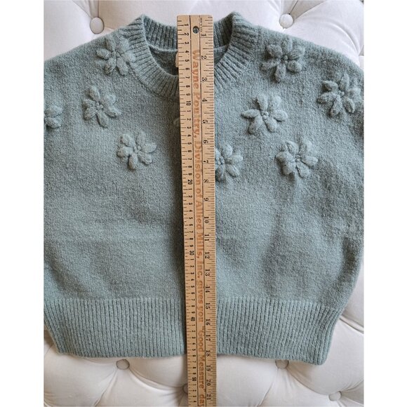 Jessica Simpson Knit Sweater Green Balloon Sleeve X Small - Picture 10 of 11